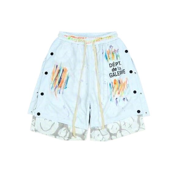 Colorful Printed Mesh Sports Shorts White